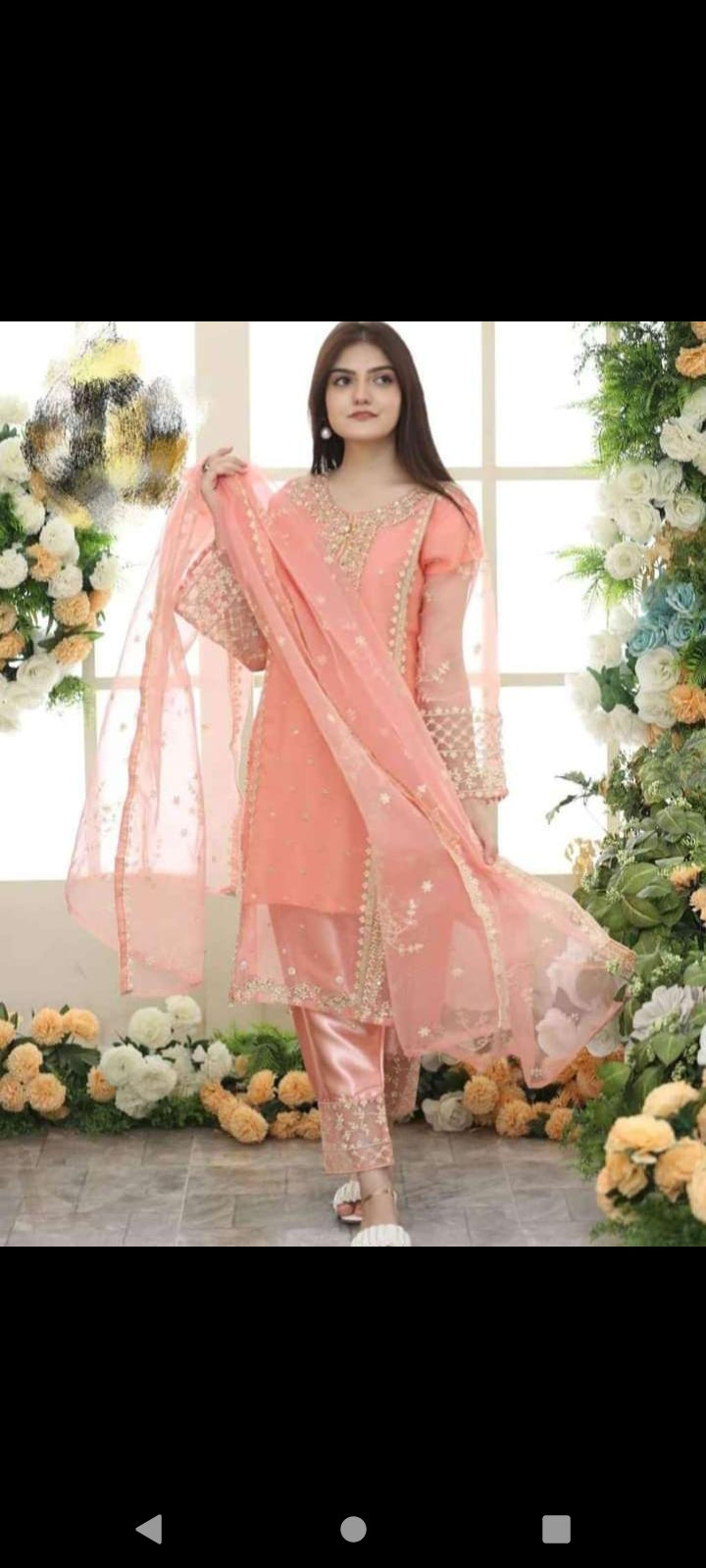 3 Pcs Women Stitched Organza Embroidered Suit